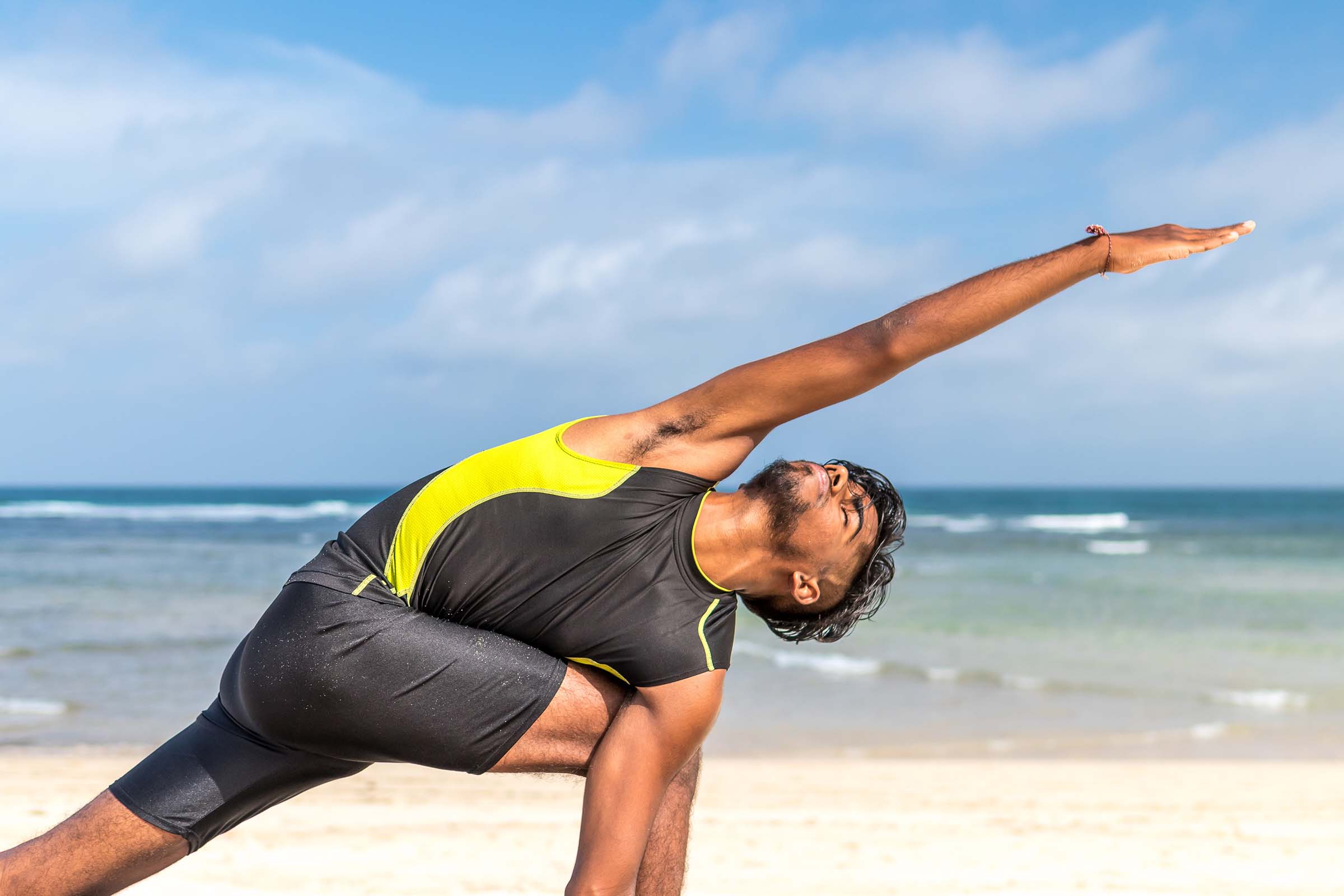 Yoga lessons in the beach